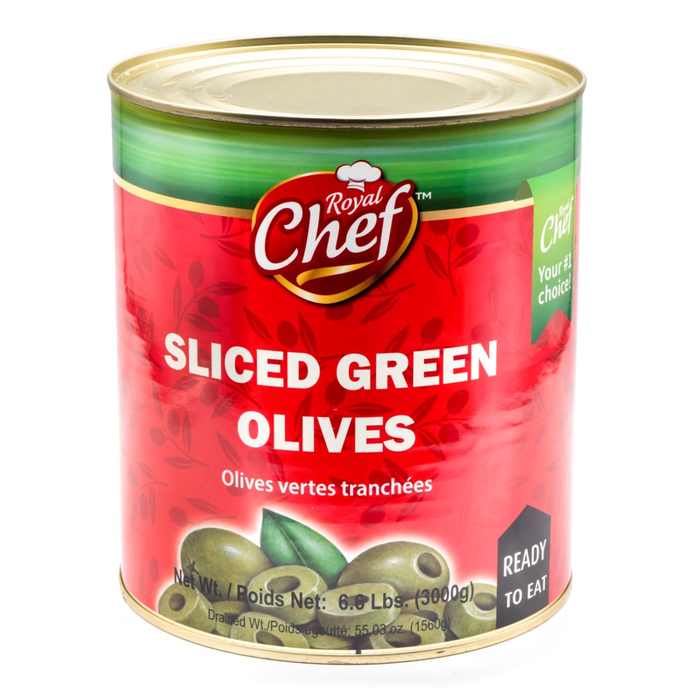Sliced Green Olives in Tin "Royal Chef" 5.92 Lbs*